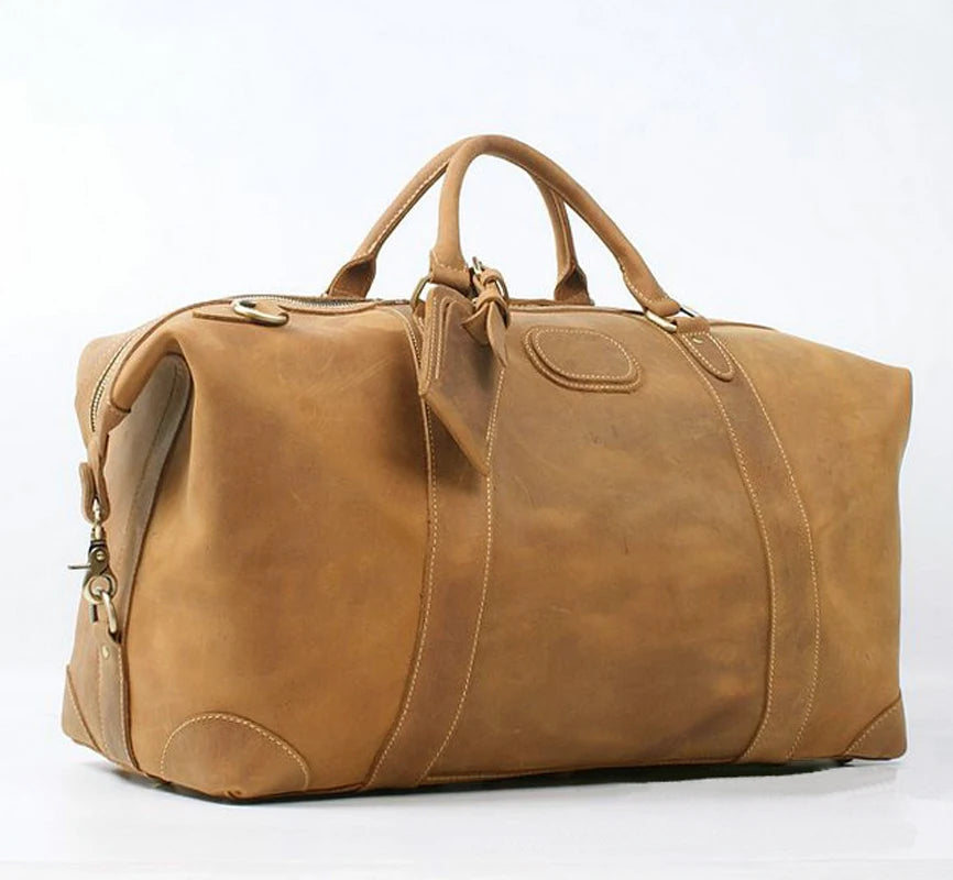 Vintage Leather Weekender Duffel Bag