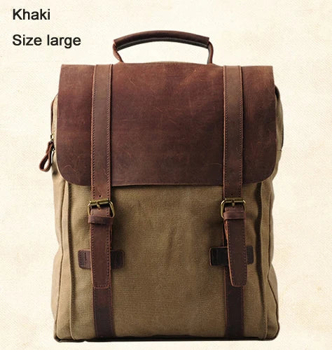 Canvas Rucksack with Leather Trim