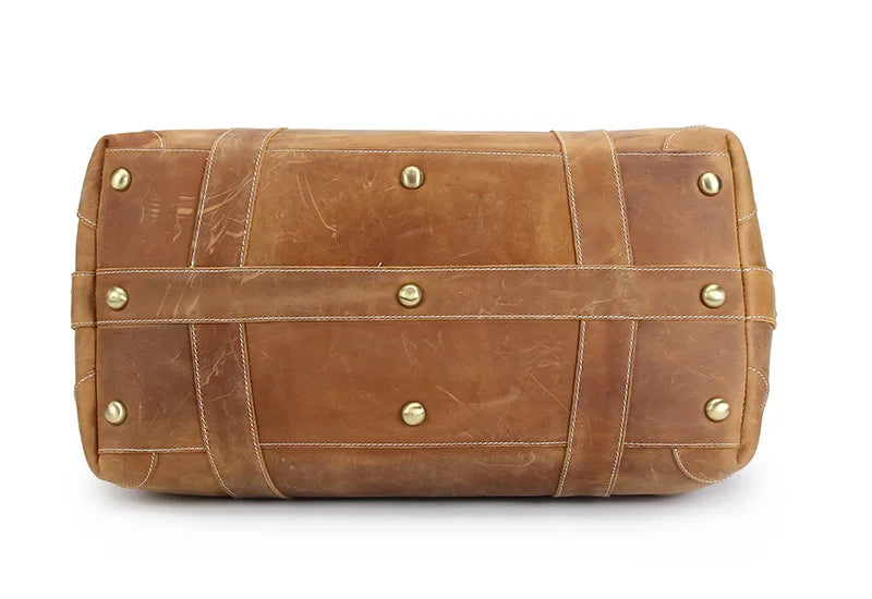 Vintage Leather Weekender Duffel Bag