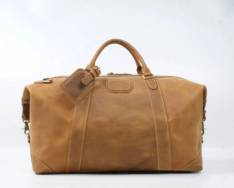 Vintage Leather Weekender Duffel Bag