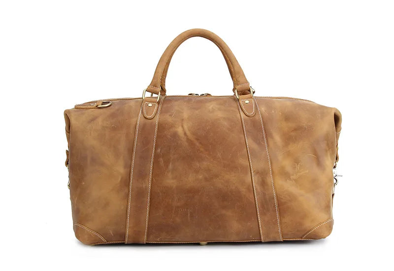 Vintage Leather Weekender Duffel Bag