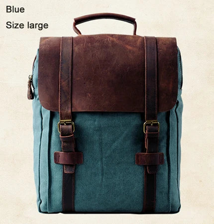 Canvas Rucksack with Leather Trim