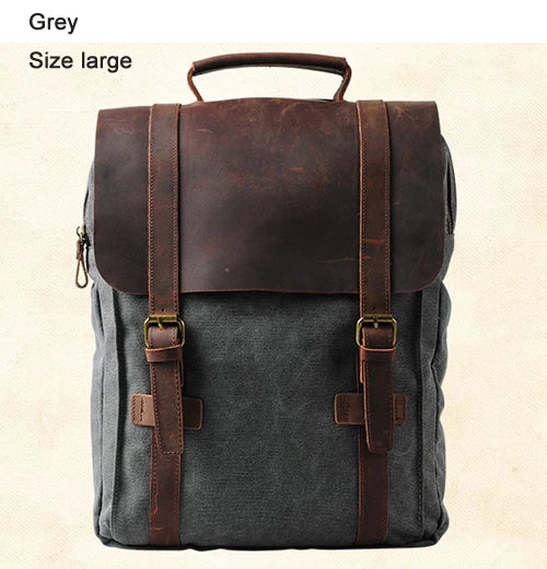 Canvas Rucksack with Leather Trim