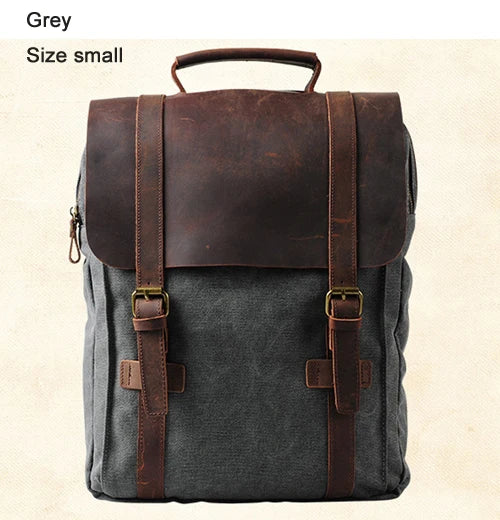 Canvas Rucksack with Leather Trim