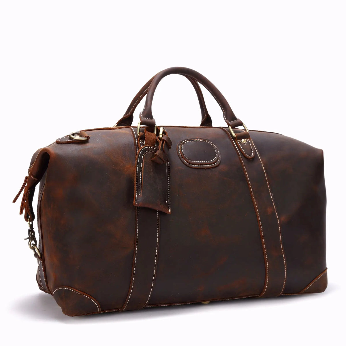 Vintage Leather Weekender Duffel Bag
