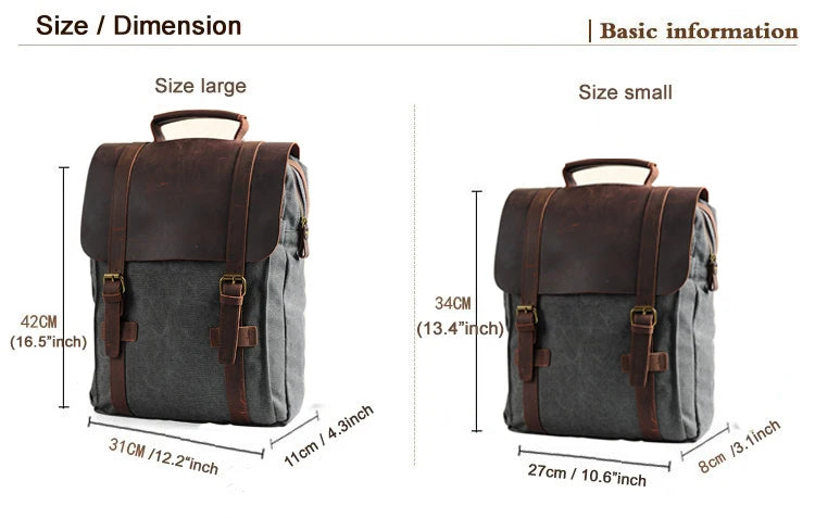 Canvas Rucksack with Leather Trim