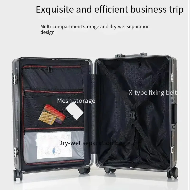 Aluminium Frame Suitcase with USB Port & Cup Holder