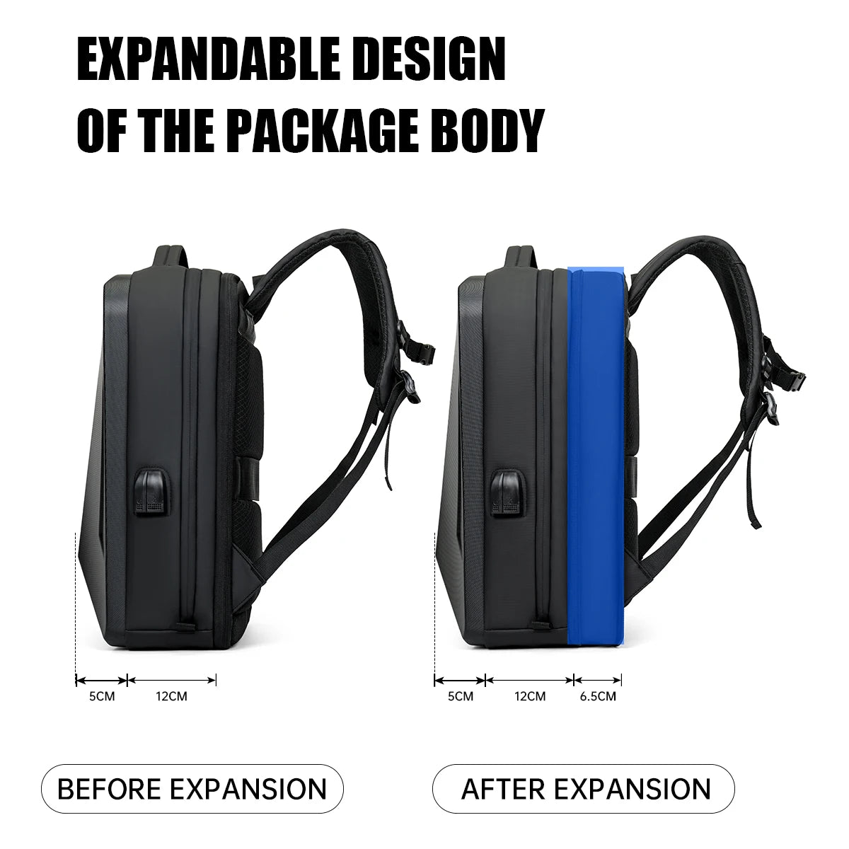 Expandable Hard Shell Laptop Backpack
