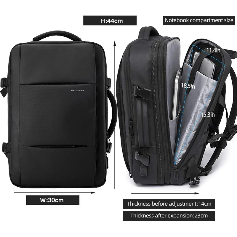 Expandable Travel Backpack 15.6" with USB Port