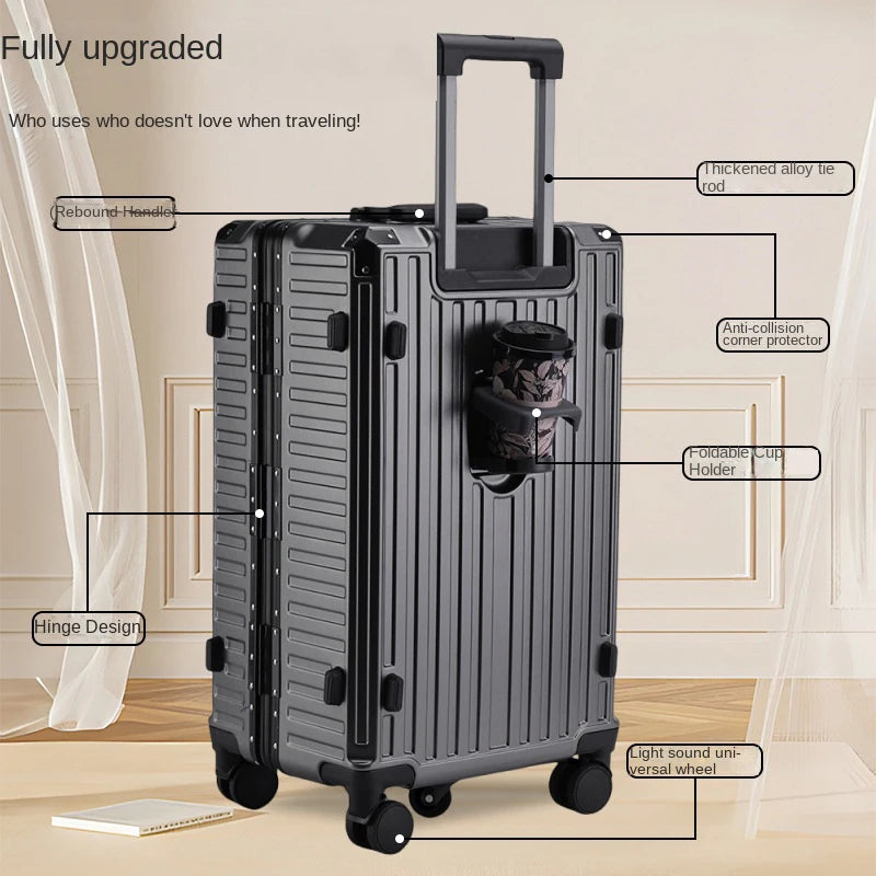 Aluminium Frame Suitcase with Five Wheels & USB Port