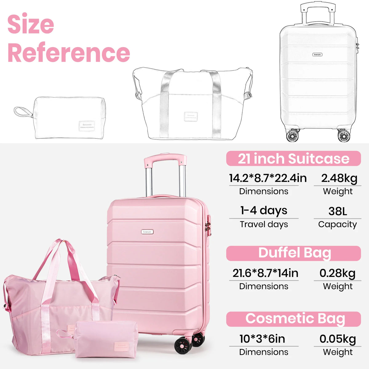 20" Cabin Hard Shell Suitcase with TSA Lock