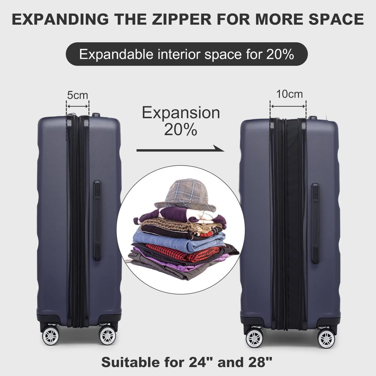 19" Carry-On Cabin Suitcase with TSA Lock