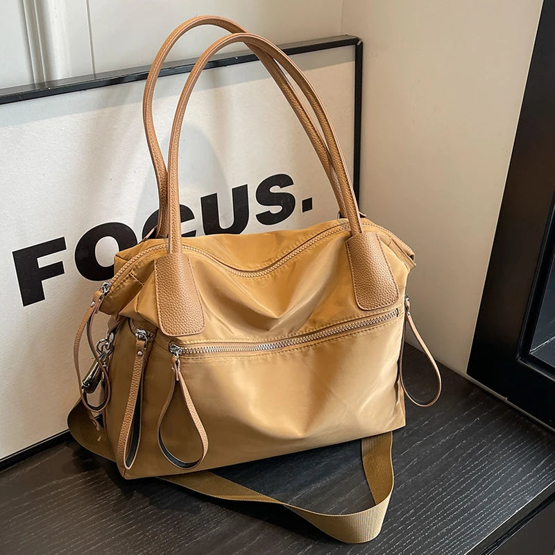 Water-Resistant Nylon Shoulder Tote