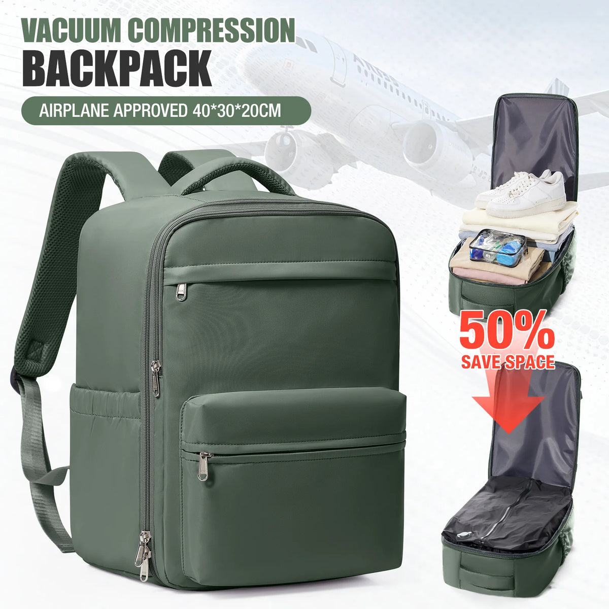 Vacuum Compression Travel Backpack with Pump
