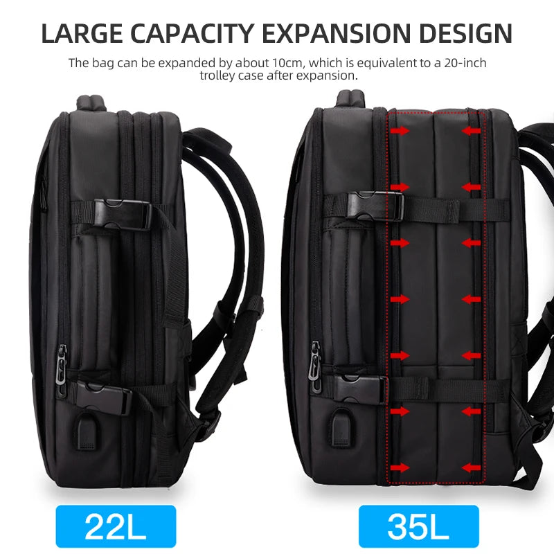 Expandable Travel Backpack 15.6" with USB Port