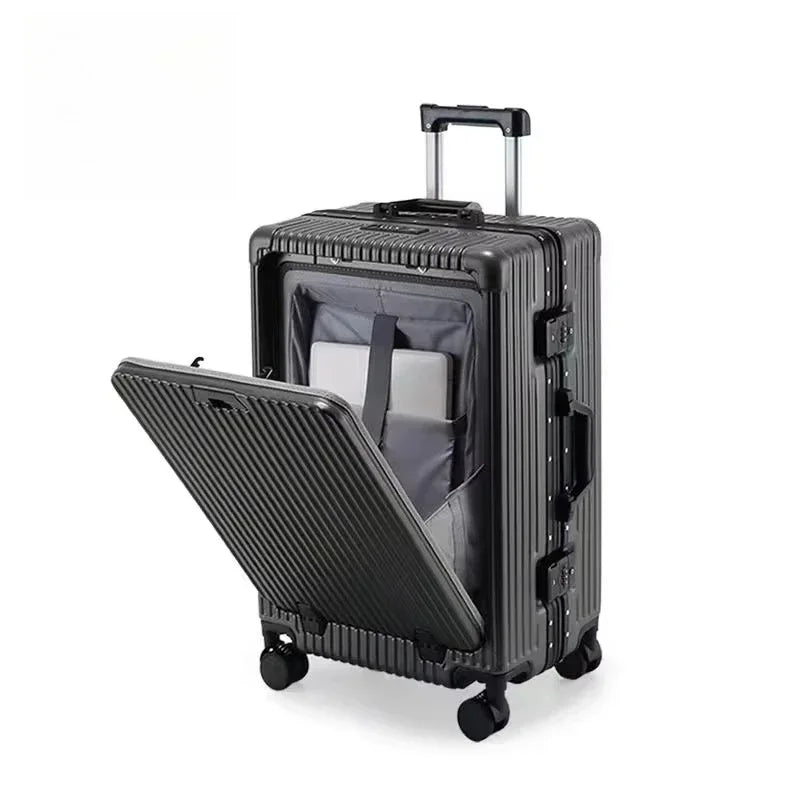 Aluminium Frame Suitcase with USB Port & Cup Holder