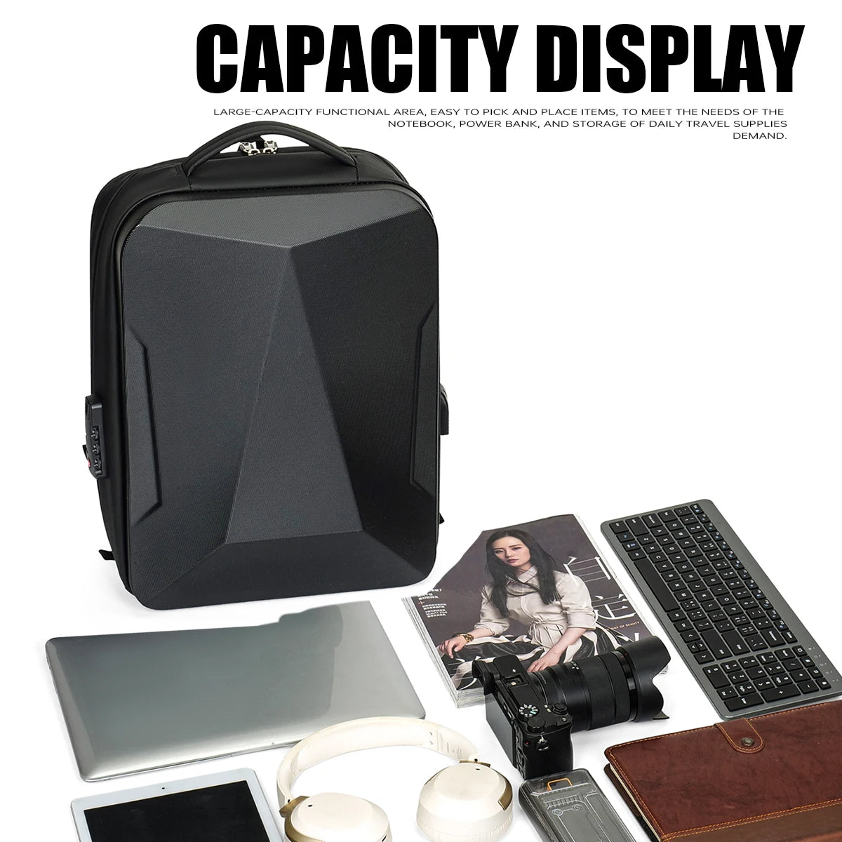 Expandable Hard Shell Laptop Backpack