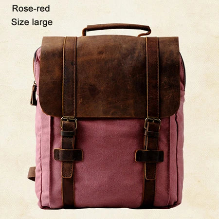 Canvas Rucksack with Leather Trim