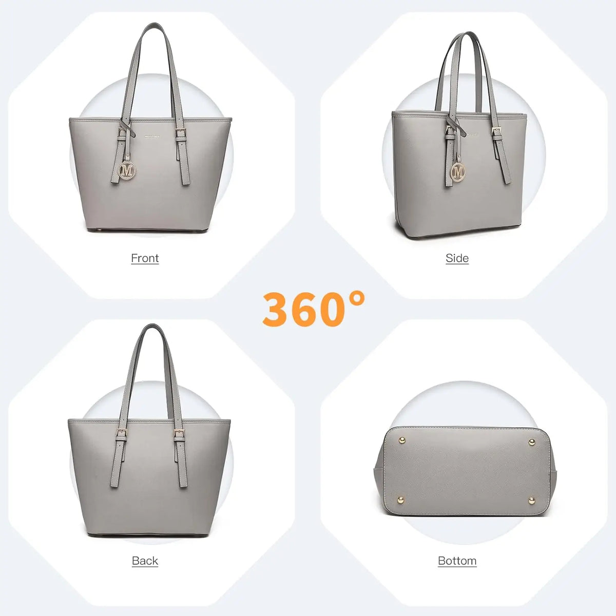 Faux Leather Layered Tote Bag