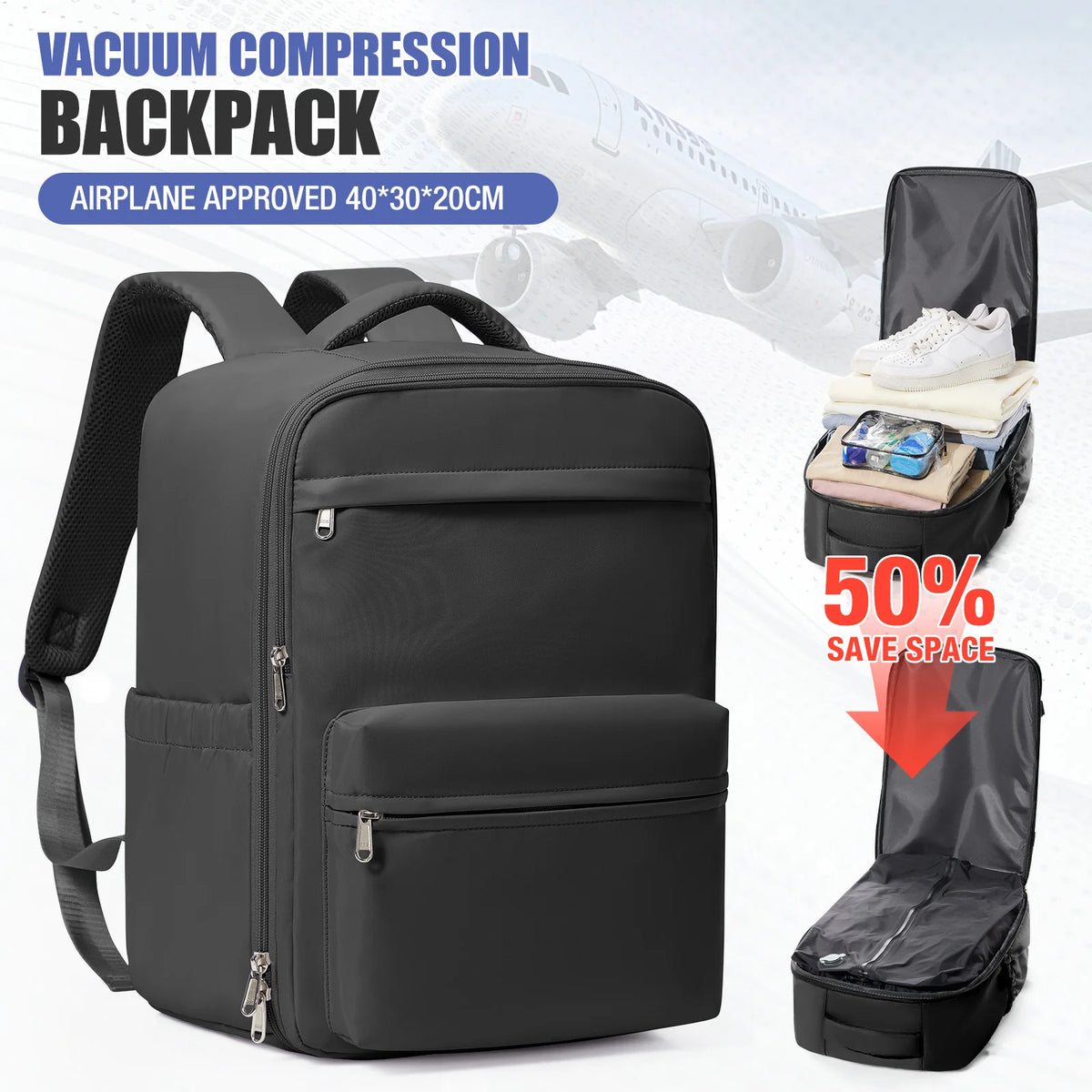 Vacuum Compression Travel Backpack with Pump