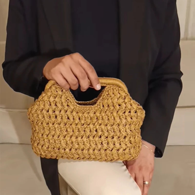 Woven Straw Clutch Bag