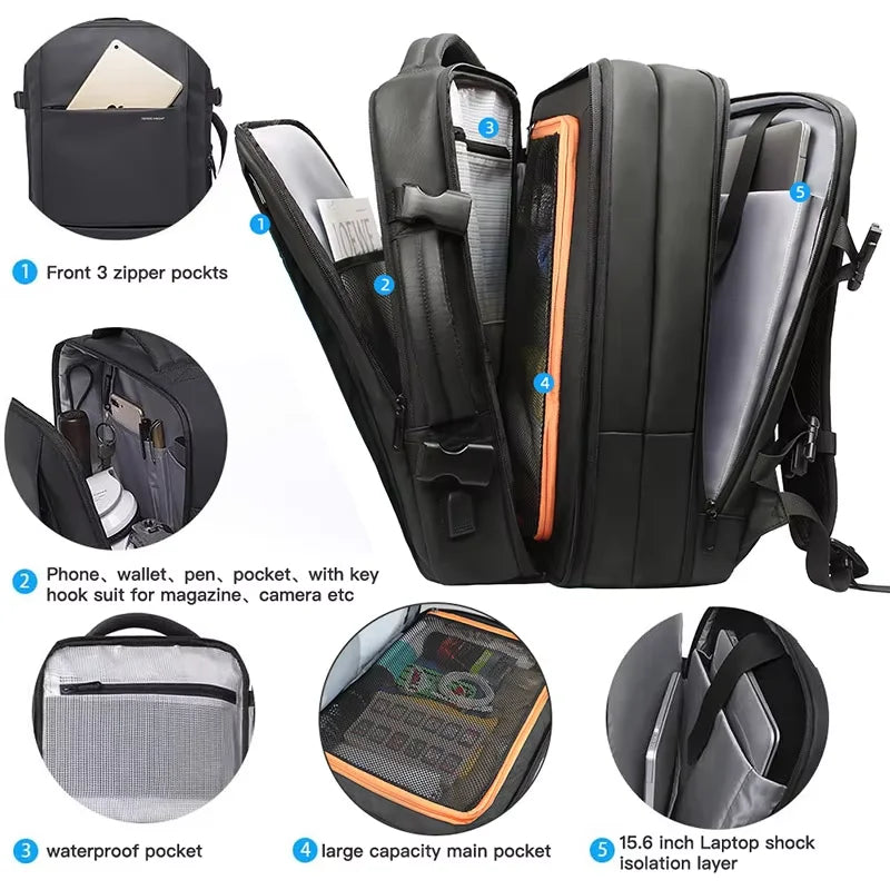 Expandable Travel Backpack 15.6" with USB Port