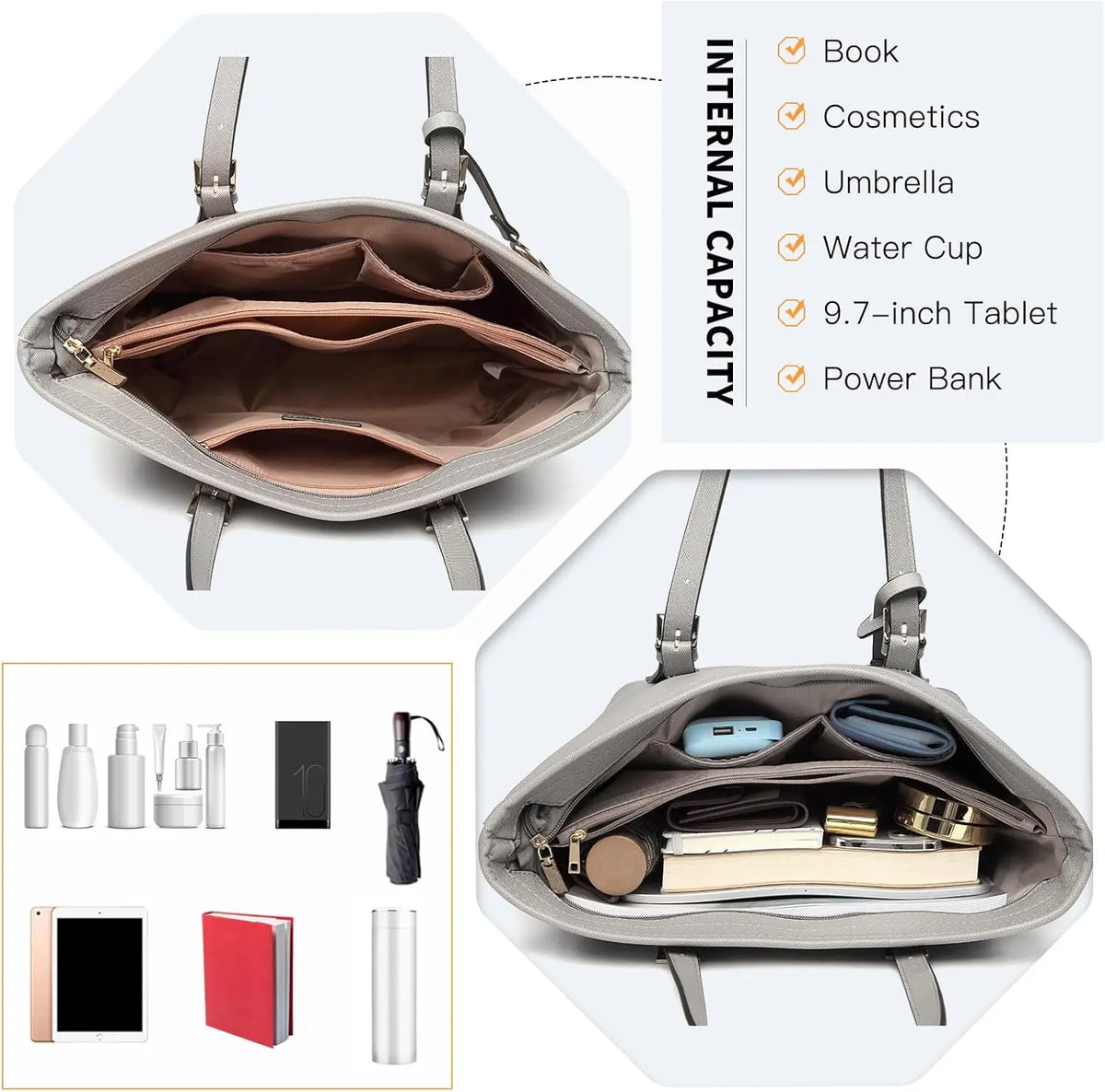 Faux Leather Layered Tote Bag