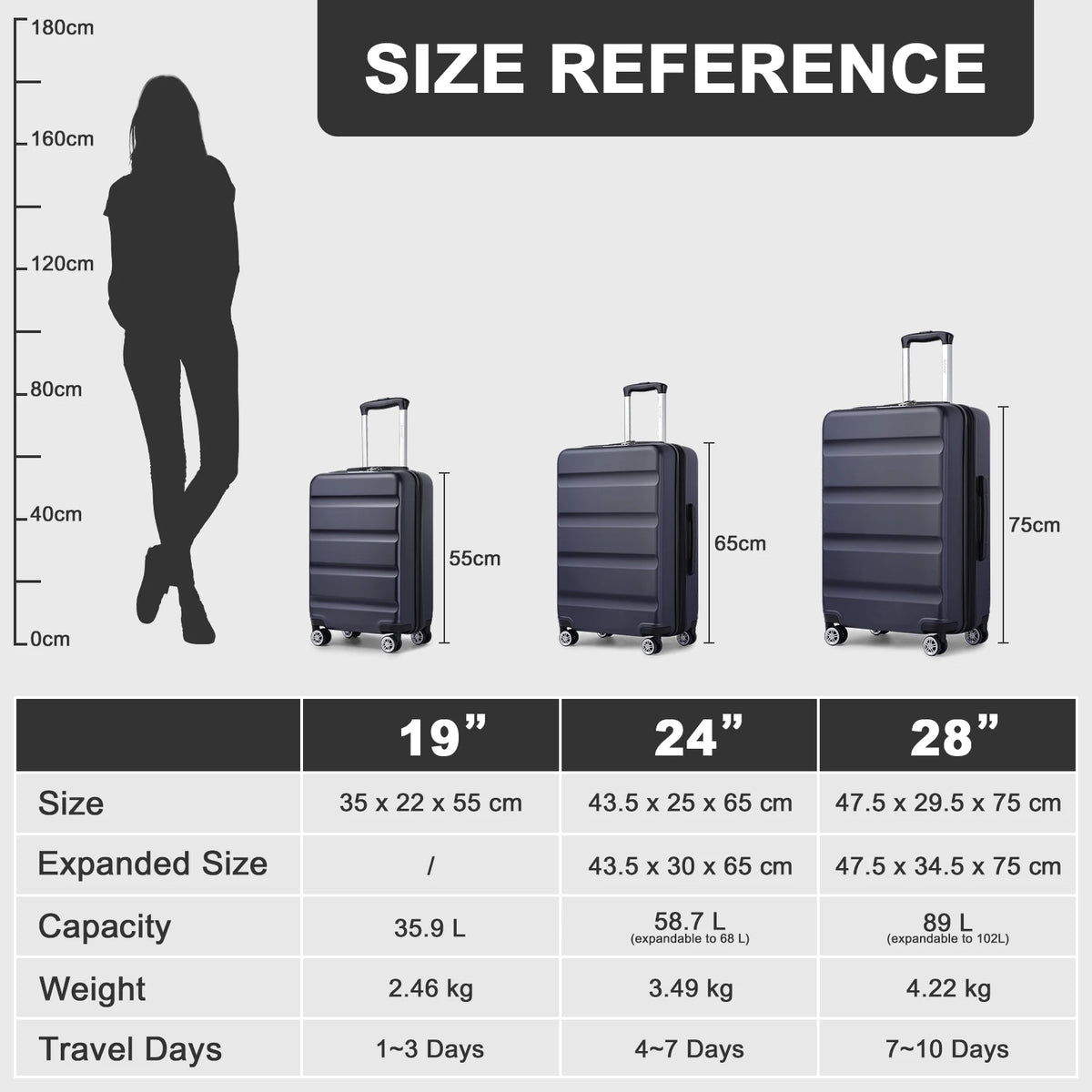 19" Carry-On Cabin Suitcase with TSA Lock