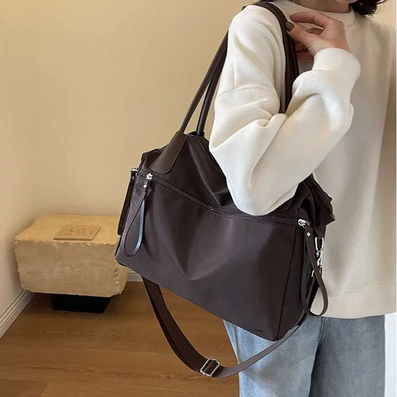 Water-Resistant Nylon Shoulder Tote