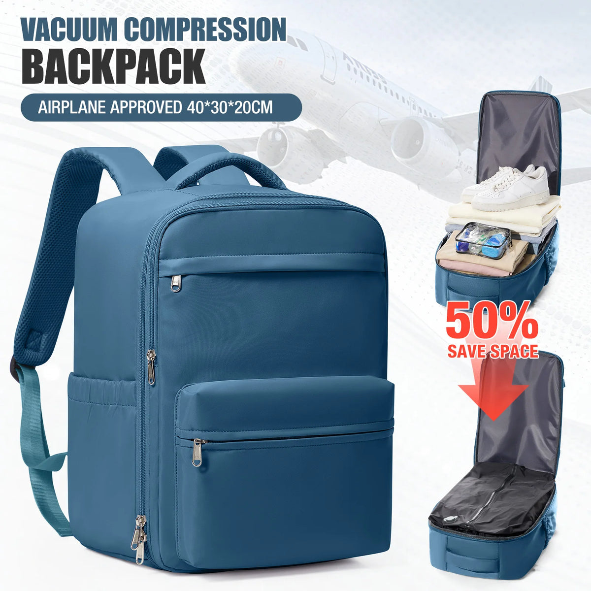 Vacuum Compression Travel Backpack with Pump